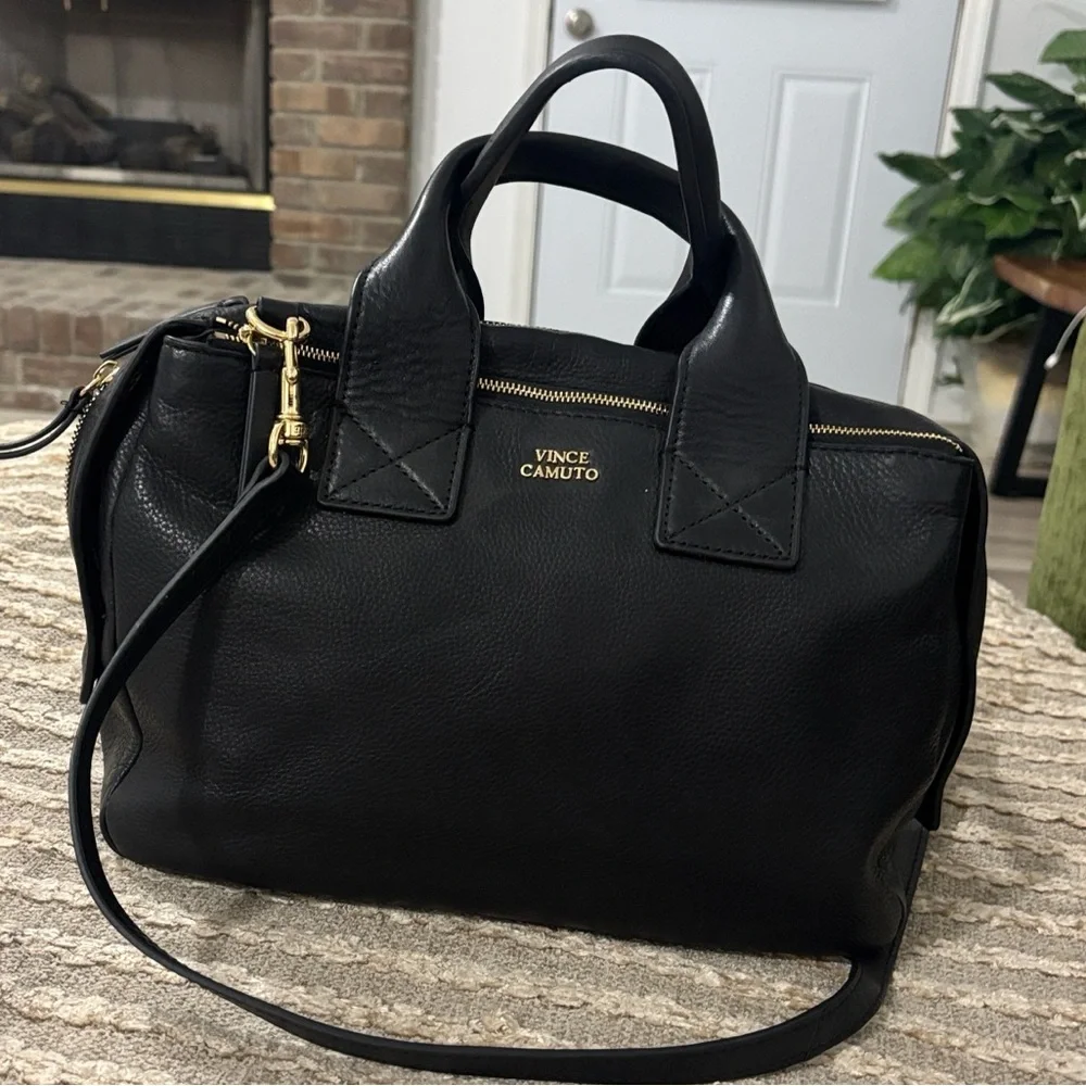 Vince Camuto Jayde Satchel‎ Black Leather Crossbody Bag